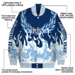 personalized tampa bay rays winged blaze navy white varsity jacket best selling