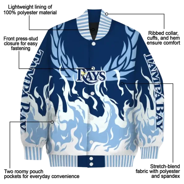 personalized tampa bay rays winged blaze navy white varsity jacket new arrival