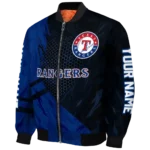 personalized texas rangers hexagon mesh blue black bomber jacket best selling