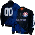 personalized texas rangers hexagon mesh blue black bomber jacket best selling