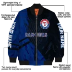personalized texas rangers hexagon mesh blue black bomber jacket best selling
