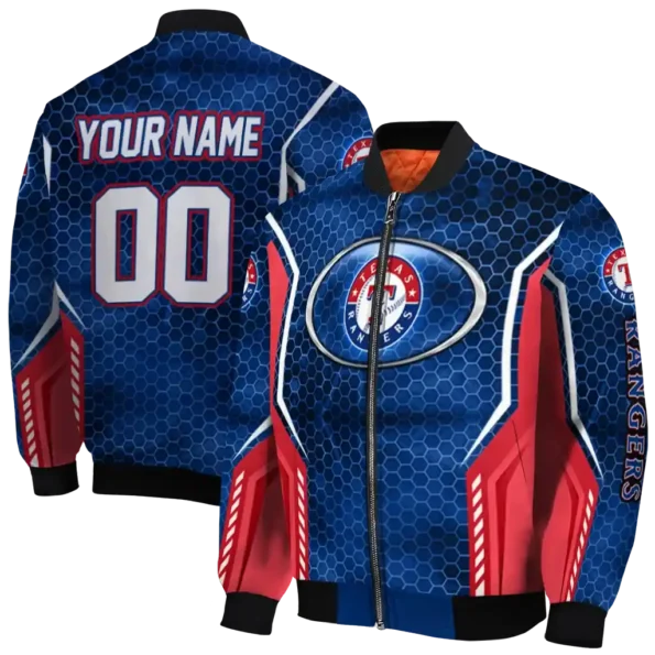 personalized texas rangers power plate blue bomber jacket fashion forward