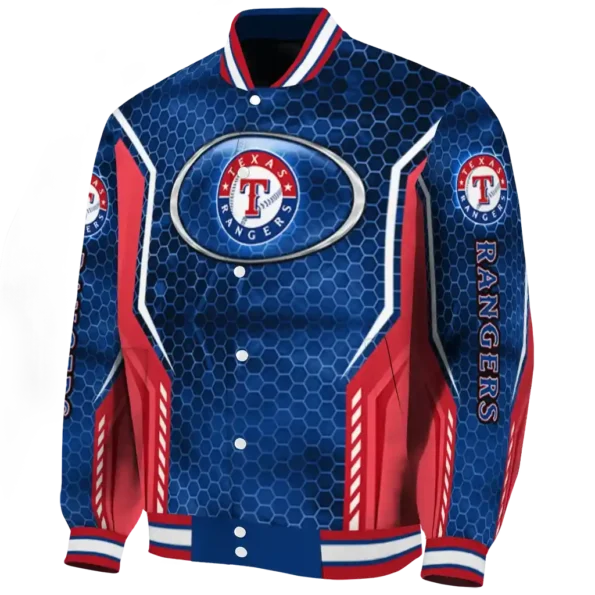 personalized texas rangers power plate blue varsity jacket best selling