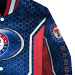 personalized texas rangers power plate blue varsity jacket best selling