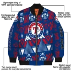 personalized texas rangers pyramid shapes blue bomber jacket best selling