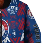 personalized texas rangers pyramid shapes blue bomber jacket best selling