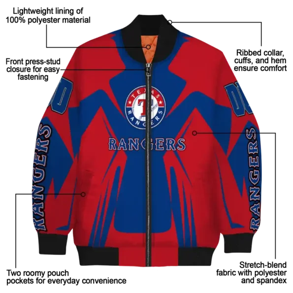 personalized texas rangers spider mark blue red crocs bomber jacket new arrival