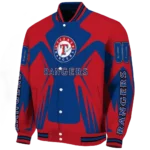 personalized texas rangers spider mark blue red crocs varsity jacket best selling