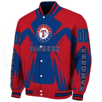 personalized texas rangers spider mark blue red crocs varsity jacket best selling