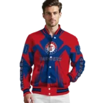 personalized texas rangers spider mark blue red crocs varsity jacket best selling