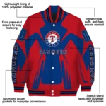 personalized texas rangers spider mark blue red crocs varsity jacket best selling