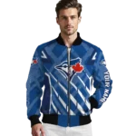 personalized toronto blue jays chevron angles blue bomber jacket best selling