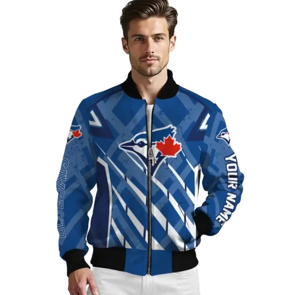 personalized toronto blue jays chevron angles blue bomber jacket high quality