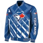 personalized toronto blue jays chevron angles blue varsity jacket best selling