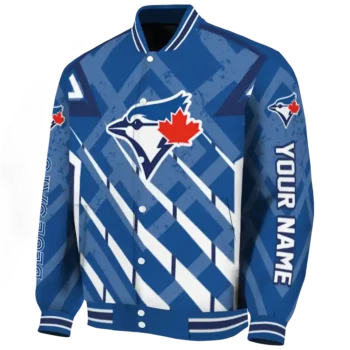 personalized toronto blue jays chevron angles blue varsity jacket best selling