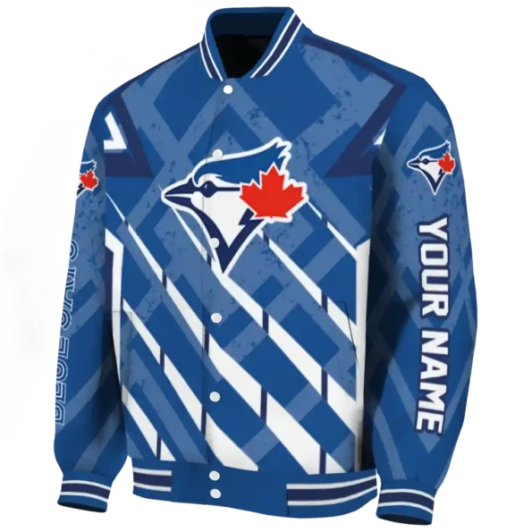 personalized toronto blue jays chevron angles blue varsity jacket best selling