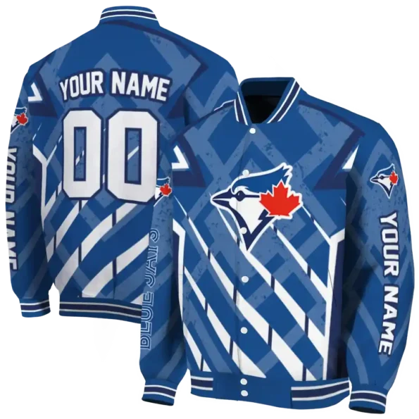 personalized toronto blue jays chevron angles blue varsity jacket fashion forward