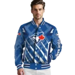 personalized toronto blue jays chevron angles blue varsity jacket best selling