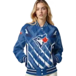 personalized toronto blue jays chevron angles blue varsity jacket best selling