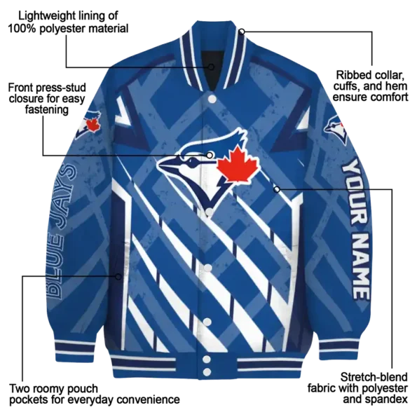 personalized toronto blue jays chevron angles blue varsity jacket new arrival