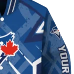 personalized toronto blue jays chevron angles blue varsity jacket best selling
