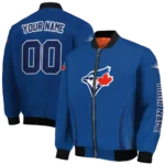 personalized toronto blue jays chevron arrow blue bomber jacket best selling