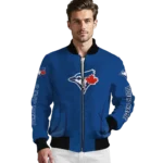 personalized toronto blue jays chevron arrow blue bomber jacket best selling
