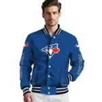 personalized toronto blue jays chevron arrow blue varsity jacket best selling