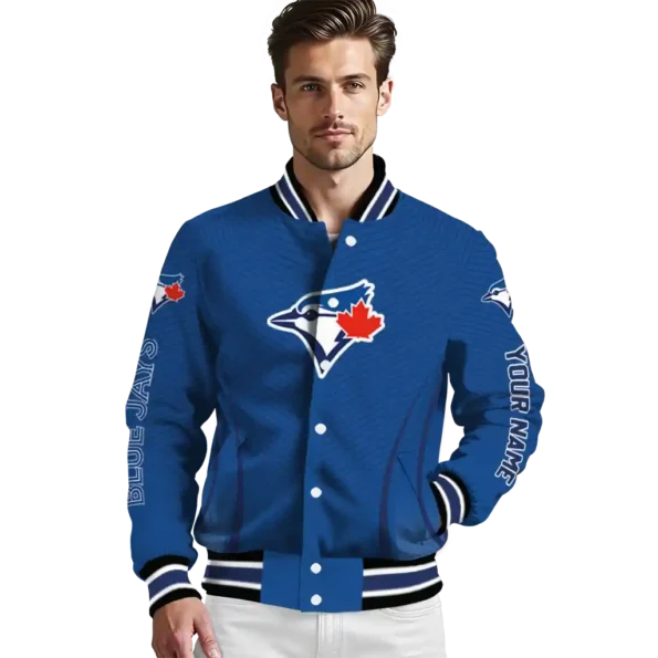 personalized toronto blue jays chevron arrow blue varsity jacket high quality