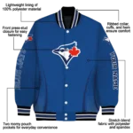 personalized toronto blue jays chevron arrow blue varsity jacket best selling