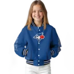 personalized toronto blue jays chevron arrow blue varsity jacket best selling