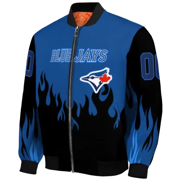 personalized toronto blue jays flame border blue black bomber jacket best selling