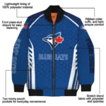 personalized toronto blue jays hexagon grid blue bomber jacket best selling