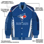 personalized toronto blue jays hexagon grid blue varsity jacket best selling