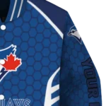 personalized toronto blue jays hexagon grid blue varsity jacket best selling