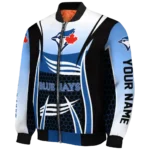 personalized toronto blue jays mesh effect blue black bomber jacket best selling