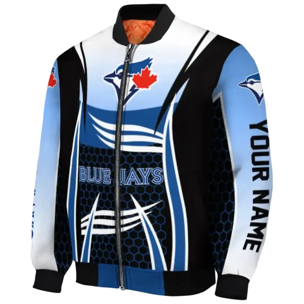 personalized toronto blue jays mesh effect blue black bomber jacket best selling