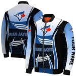 personalized toronto blue jays mesh effect blue black bomber jacket best selling