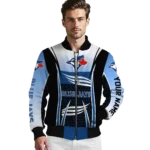 personalized toronto blue jays mesh effect blue black bomber jacket best selling