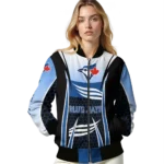 personalized toronto blue jays mesh effect blue black bomber jacket best selling