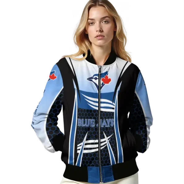 personalized toronto blue jays mesh effect blue black bomber jacket latest model