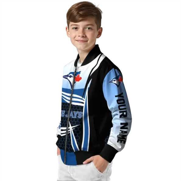 personalized toronto blue jays mesh effect blue black bomber jacket trendy