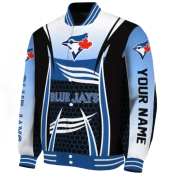 personalized toronto blue jays mesh effect blue black varsity jacket best selling
