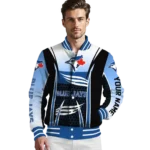 personalized toronto blue jays mesh effect blue black varsity jacket best selling