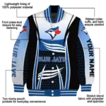 personalized toronto blue jays mesh effect blue black varsity jacket best selling