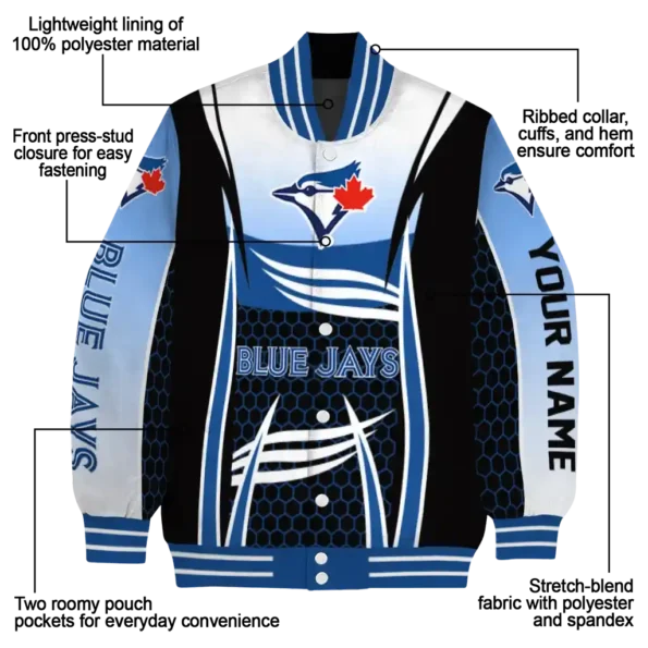 personalized toronto blue jays mesh effect blue black varsity jacket new arrival
