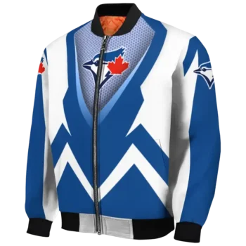 personalized toronto blue jays v stripes blue white bomber jacket best selling
