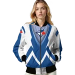 personalized toronto blue jays v stripes blue white bomber jacket best selling