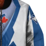 personalized toronto blue jays v stripes blue white bomber jacket best selling