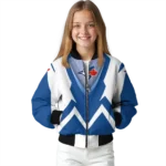 personalized toronto blue jays v stripes blue white bomber jacket best selling